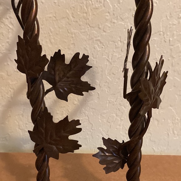 2 Metal Bronze pillar candle holders with ivy wrap around 13” and 10” tall - Picture 5 of 5